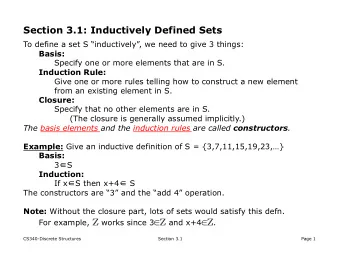 Section 3.1: Inductively Defined Sets  To define a set S inductively, we need to give 3