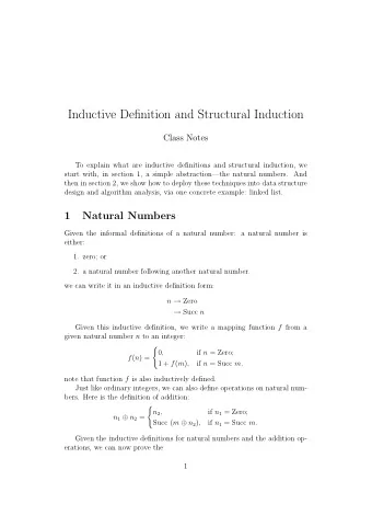 Inductive Definition and Structural Induction  Class Notes  To explain what are inductive