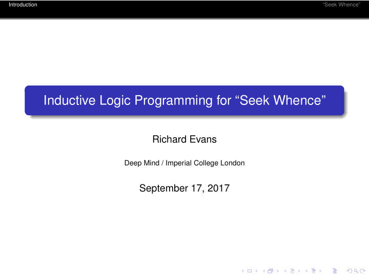inductive logic programming for seek whence