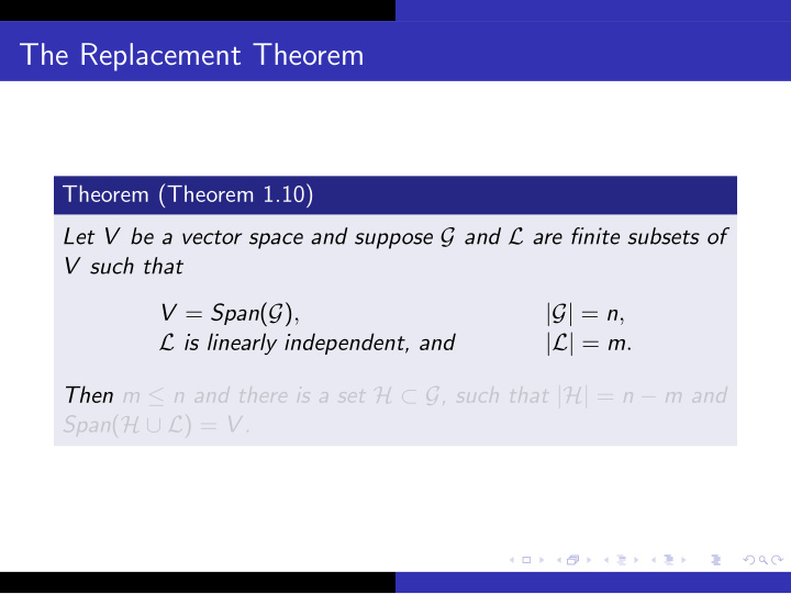 the replacement theorem