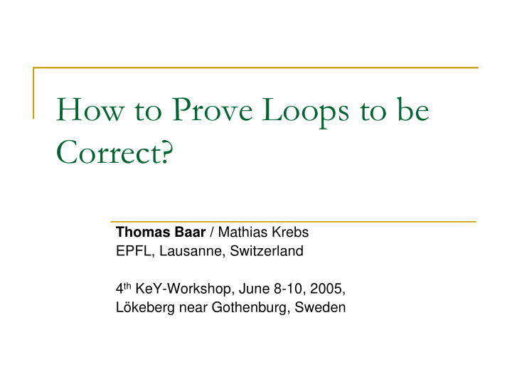 how to prove loops to be correct