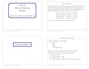 CIS 500  Review recitations start this week. You may go to any recitation section that  Software