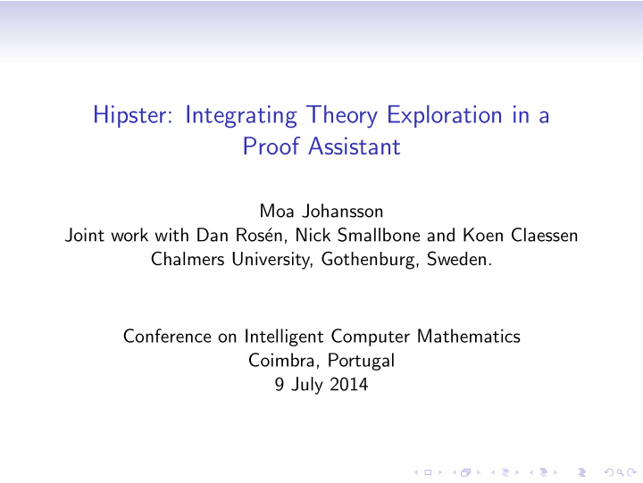 hipster integrating theory exploration in a proof