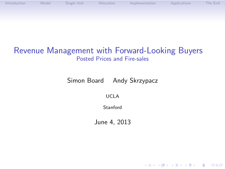 revenue management with forward looking buyers