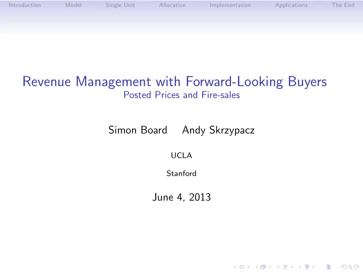 revenue management with forward looking buyers