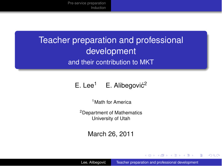 teacher preparation and professional development