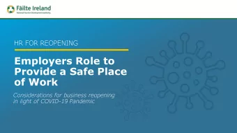 of Work  Considerations for business reopening  in light of COVID-19 Pandemic  Le  Legislat