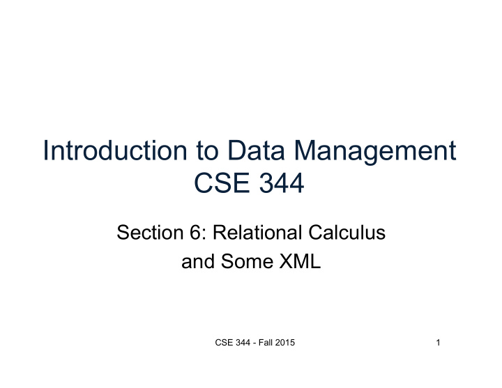 introduction to data management cse 344