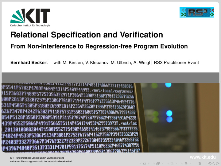 relational specification and verification