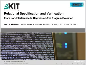 Relational Specification and Verification  From Non-Interference to Regression-free Program