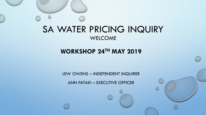 sa water pricing inquiry