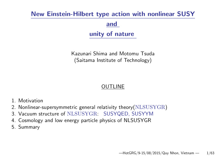 new einstein hilbert type action with nonlinear susy and