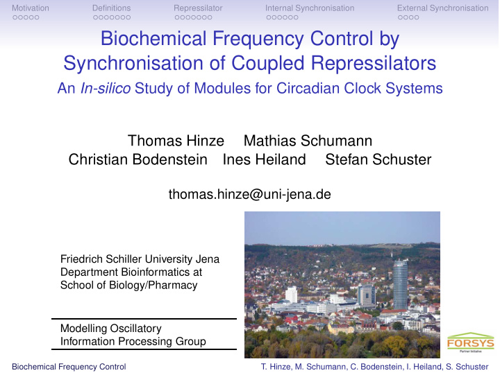 biochemical frequency control by synchronisation of