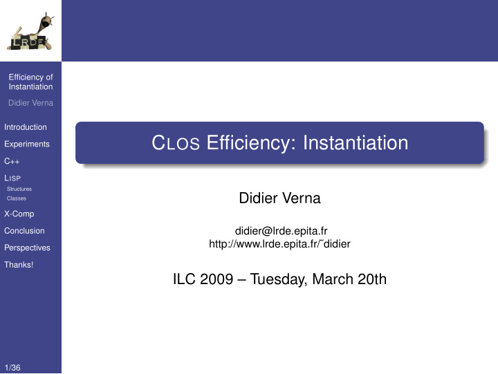 c los efficiency instantiation