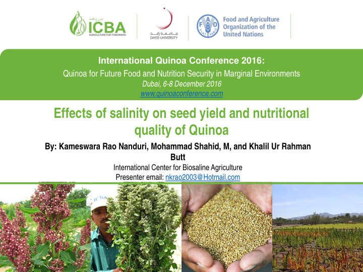 effects of salinity on seed yield and nutritional quality