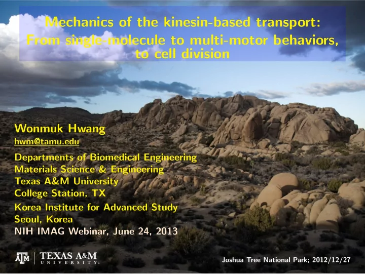 mechanics of the kinesin based transport from single