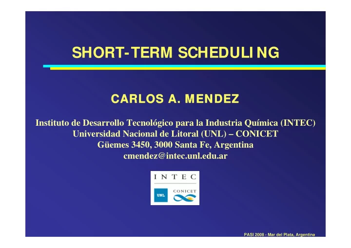 short term scheduli ng