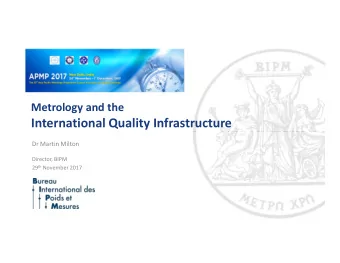 International Quality Infrastructure  Dr Martin Milton  Director, BIPM 29 th November 2017  Outline