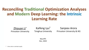 Reconciling Traditional Optimization Analyses  and Modern Deep Learning: the Intrinsic  Learning