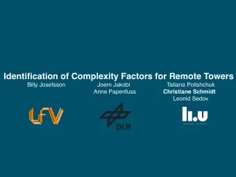 Identification of Complexity Factors for Remote Towers  Billy Josefsson                    Joern