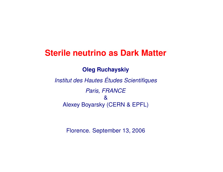 sterile neutrino as dark matter