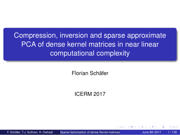 compression inversion and sparse approximate pca of dense