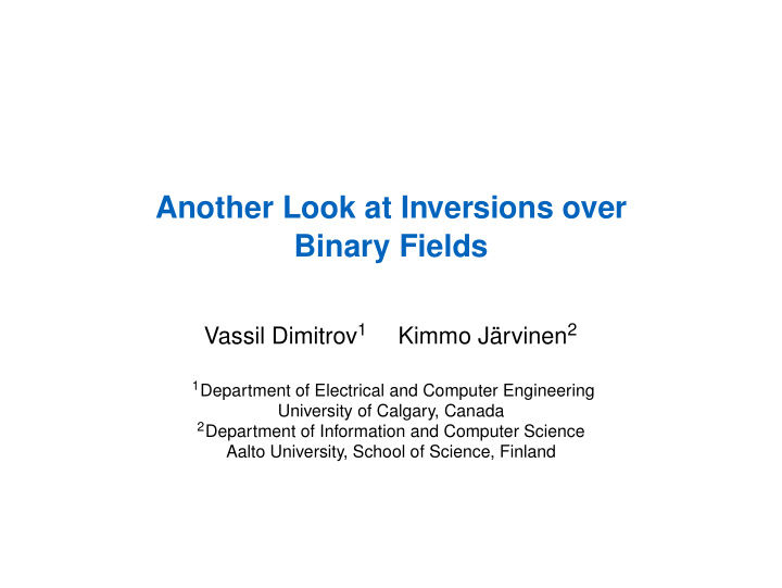 another look at inversions over binary fields