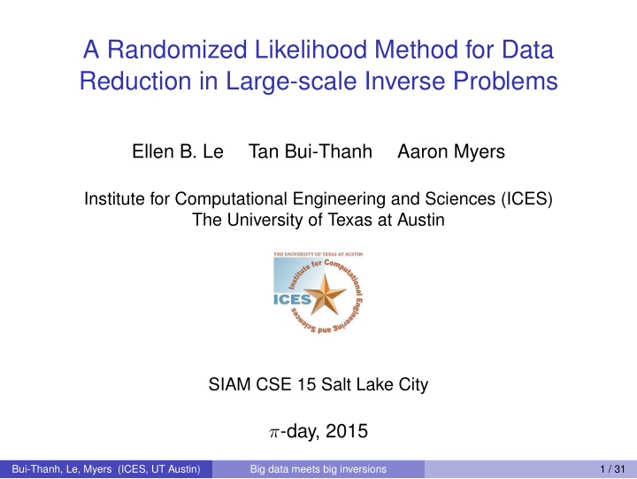 a randomized likelihood method for data reduction in