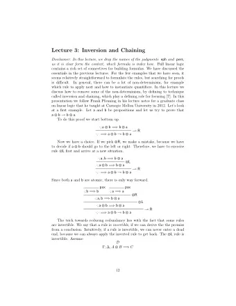 Lecture 3: Inversion and Chaining Disclaimer: In this lecture, we drop the names of the judgments
