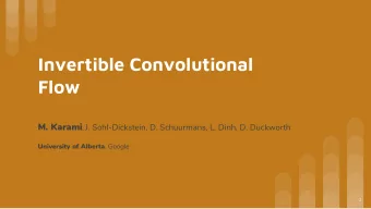 Invertible Convolutional  Flow M. Karami , J. Sohl-Dickstein, D. Schuurmans, L. Dinh, D. Duckworth