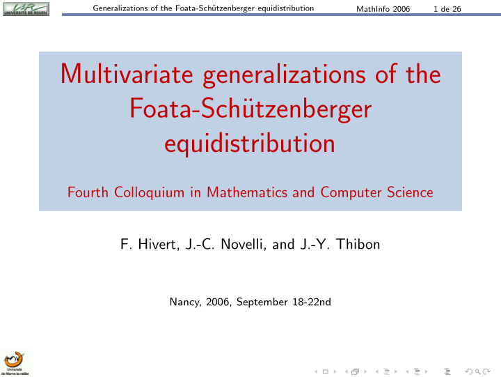 multivariate generalizations of the foata sch utzenberger