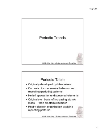 Periodic Trends  CLUE: Chemistry, Life, the Universe &amp; Everything  Periodic Table