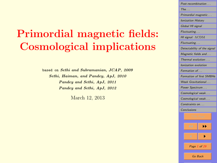 primordial magnetic fields