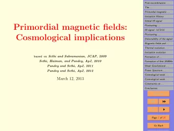 Primordial magnetic fields:  Fluctuating . . . HI signal: CDM  Fluctuating . . .  Cosmological