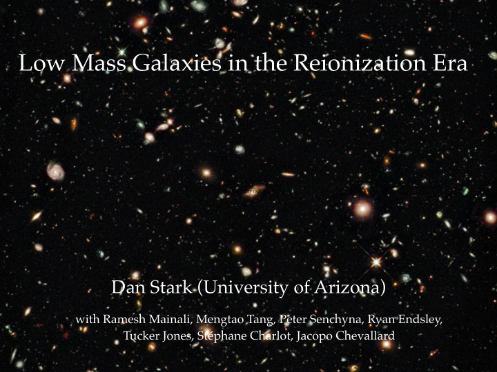 low mass galaxies in the reionization era