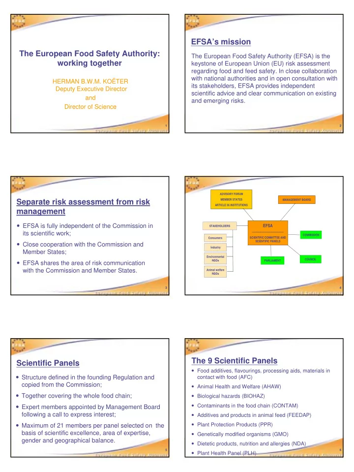efsa s mission the european food safety authority
