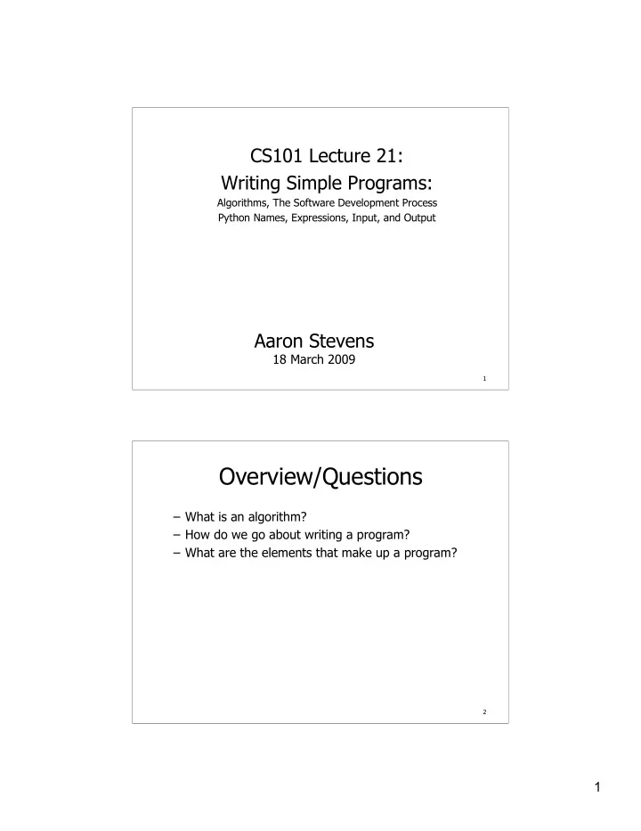 overview questions