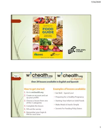 7/16/2020  1  7/16/2020  F  r  uits and Ve ge table s:  Or ganic is a llo we d  NO pa rty T