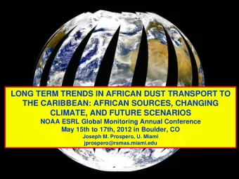 LONG TERM TRENDS IN AFRICAN DUST TRANSPORT TO  THE CARIBBEAN: AFRICAN SOURCES, CHANGING  CLIMATE,