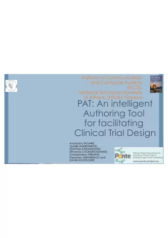PAT: An intelligent  Authoring Tool  for facilitating  Clinical Trial Design  Anastasios TAGARIS,