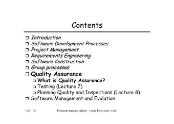 Contents  Introduction  Introduction    Software Development Processes  Software