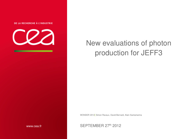 new evaluations of photon production for jeff3