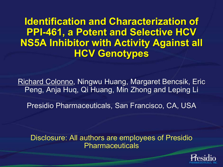 identification and characterization of ppi 461 a potent