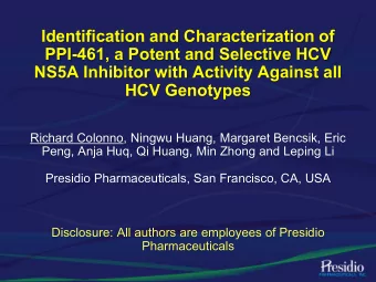 Identification and Characterization of  PPI-461, a Potent and Selective HCV  NS5A Inhibitor with