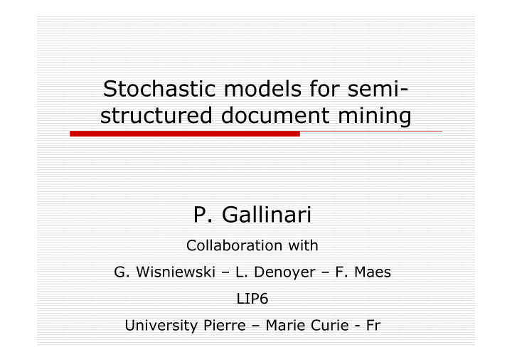 stochastic models for semi structured document mining p