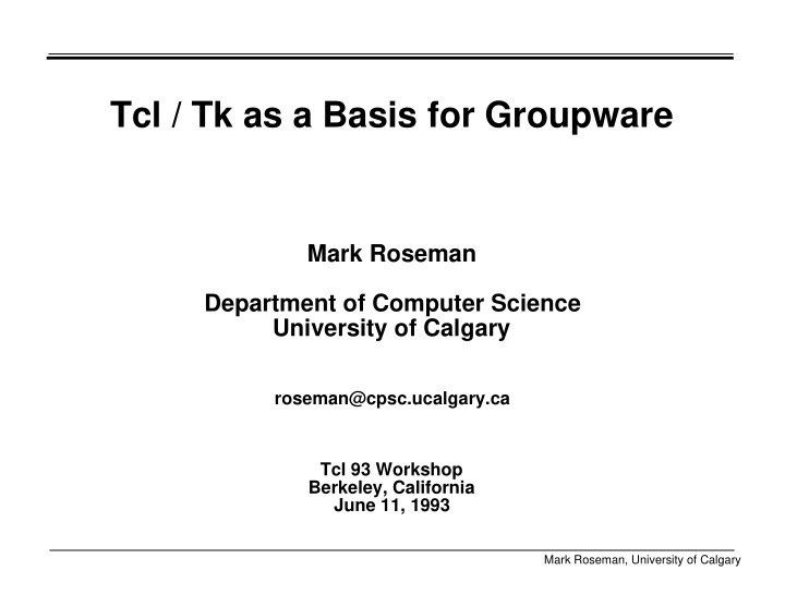 tcl tk as a basis for groupware