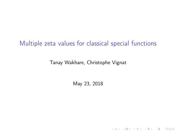 multiple zeta values for classical special functions