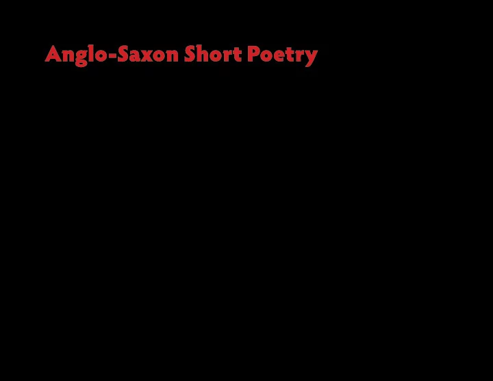 anglo saxon short poetry