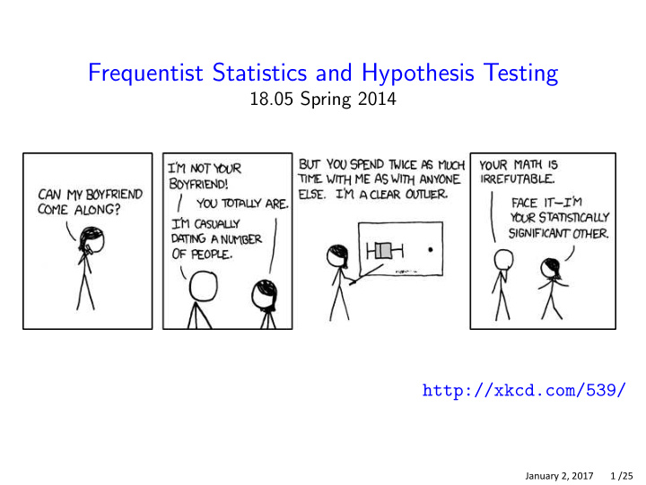frequentist statistics and hypothesis testing