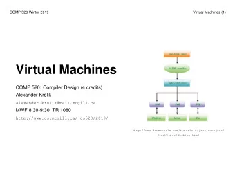 Virtual Machines  COMP 520: Compiler Design (4 credits)  Alexander Krolik